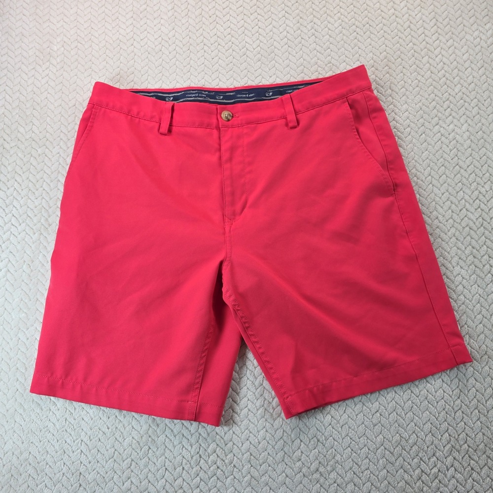 Vineyard Vines Mens Links Short Performance Golf Shorts Red Size 36